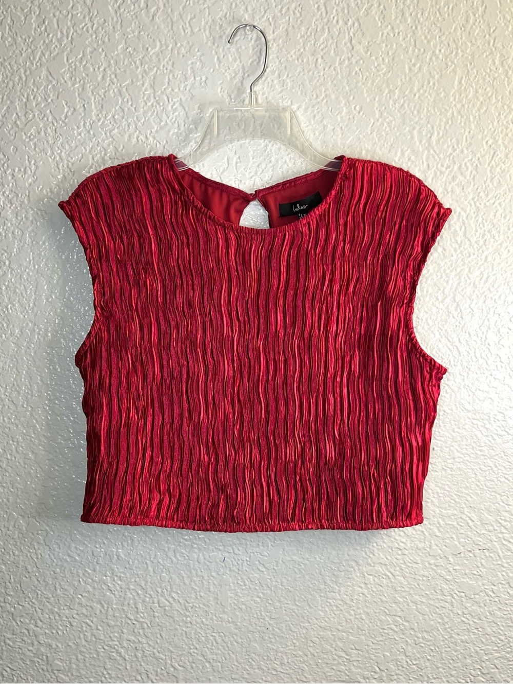Lulus Red Pleated Satin Crop Top Sleeveless Classic Party Holiday Glam Blouse XL